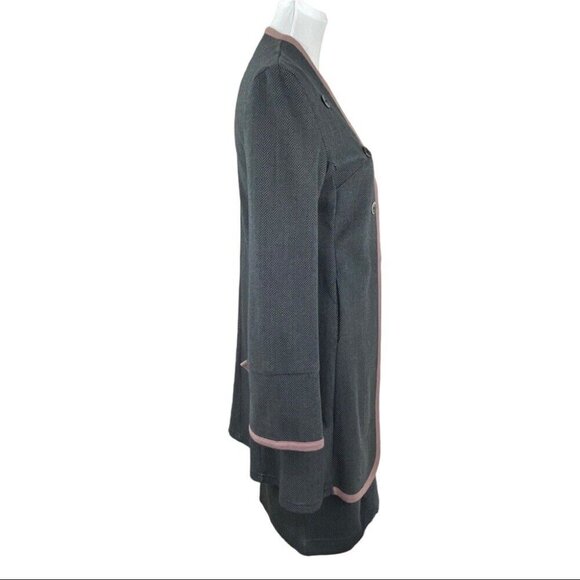 Jonano Women’s Gray Luxury Herringbone Modern Jacket and Skirt Suit M/C38/W31 - Picture 3 of 10